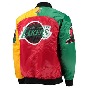 OEM Custom Satin Embroidered Baseball Bomber Winter Jacket Canvas Waterproof Eco-Friendly Casual Polyester - Product Image 3