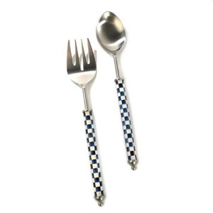 Stainless Steel Flatware Set Resin Handle Salad Server Big Small Spoon Fork <b>Knife</b> Mirrored Metal Cutlery for <b>Dinner</b> Party Gift - Product Image 2