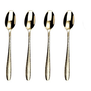 Unique Flat Design Handle <b>Gold</b> <b>Mirror</b> Polished Wedding Set Simplicity Design Stainless Steel Fork Spoon Cutlery Set - Product Image 5