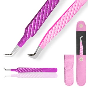 Stainless Steel Pointed Fiber Tips <b>Lash</b> Tweezers Comfortable Smooth Gripping for Eyelash Extension - Product Image 1