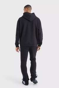 Ensemble de survêtement pour homme en molleton lourd avec sweat à capuche zippé intégral et impression 3D en relief personnalisée, style streetwear - Product Image 3