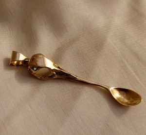 5.5 cm Long Cuillère Pendentifs en laiton fait à la main cuillère pendentif collier - Product Image 1