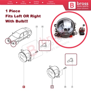 BSP1128 Front Bumper Fog Light With BULB 8200074008 for Scenic Megane Master Laguna Thalia Logan <b>Duster</b> - Product Image 5
