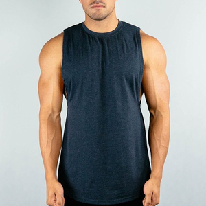 Débardeur uni pour homme, col montant, en coton doux, design tendance, chemise coupée, col montant, ourlet incurvé, débardeur, services OME ODM - Product Image 5