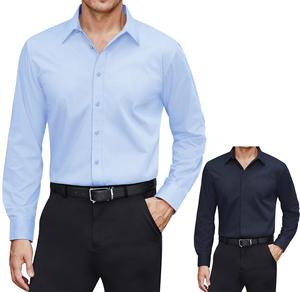 Camisas de vestir teñidas de color sólido para hombre, camisas de vestir con cuello, camisas con cuello abotonado para hombre, proveedor de fábrica OEM hecho en fábrica - Product Image 1