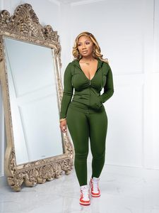 Ensemble deux pièces pour femmes-Ensemble d'entraînement-Survêtement moulant-Veste à capuche zippée à manches longues-Ensemble de pantalons de survêtement assortis - Product Image 6