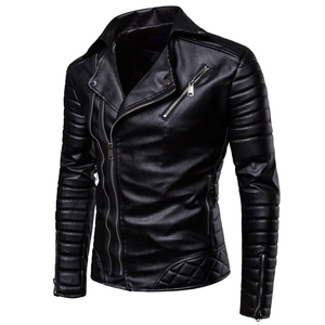 Veste en cuir pour homme de haute qualité, design personnalisé, fermeture éclair, décontractée, veste en cuir d'extérieur, automne et hiver, veste chaude en cuir pour homme - Product Image 2
