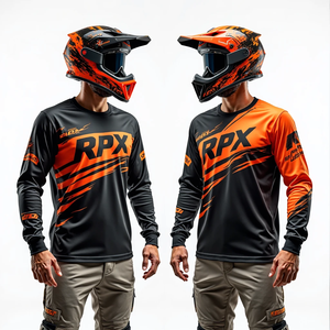 Maillot de course personnalisé coupe-vent imprimé % polyester à séchage rapide pour hommes Manches longues Chemise de motocross respirante - Product Image 5