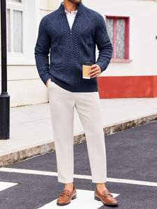 Suéteres de hombre de Jacquard con logotipo personalizado OEM, Jersey de punto con efecto desgastado, Jersey de punto con cuello redondo, suéteres de punto de invierno para hombre - Product Image 2