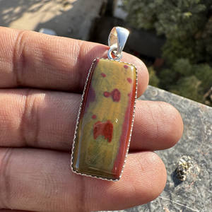 Natural Bloodstone Pendant, 925 Sterling Silver Pendant, Rectangle Bloodstone Jewelry, Unisex Healing <b>Stone</b> Gift - Product Image 1