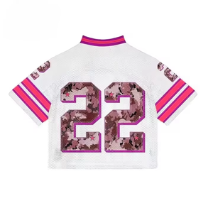 Camiseta de fútbol cuadrada de secado rápido personalizada de fábrica, ropa de calle de manga corta barata, con estampado de malla Digital camisetas de fútbol, fútbol americano - Product Image 4