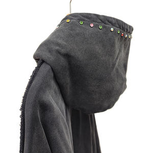 เสื้อฮู้ดดี้แบบมีซิปคู่ คุณภาพสูง ขายส่ง แฟชั่นทรงหลวม โอเวอร์ไซส์ ประดับคริสตัล สไตล์เฟด สามารถสั่งทำได้ - Product Image 6