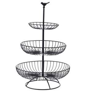 Hand <b>Basket</b> Iron <b>Wire</b> <b>Basket</b> Handicraft Black Powder Coated and Fruit <b>Basket</b> Round Shape Kitchenware - Product Image 2
