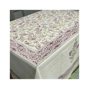 Handcrafted Wjite Cotton Embroidered <b>Table</b> <b>Cloth</b> 280 GSM Durable Washable Texture Perfect For Diwali And Holiday <b>Table</b> Use - Product Image 4