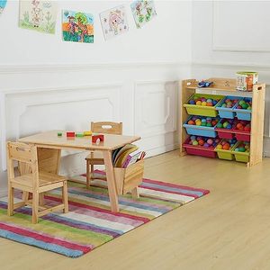 Trẻ Em Đồ Nội Thất Bảng Và 2 Ghế Đặt Với Lưu Trữ Bàn Và Ghế Đặt Cho Trẻ Em Toddler Hoạt Động Bảng Rắn Gỗ Tự Nhiên - Product Image 4