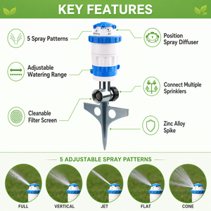 Aspersores de Jardín de Plástico SUNSHINE, Sistema de Riego Automático con Rotación, Mantenimiento para Césped y Agricultura, Contratistas de Riego - Product Image 3