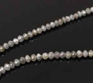 Perle de pierre naturelle de diamant gris pour la fabrication de bijoux faits à la main en gros de haute qualité Long brin à facettes pierre de rondelle en gros - Product Image 4