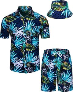 Custom OEM <b>Mens</b> Hawaiian Shirt and Short Set with <b>Bucket</b> <b>Hat</b> 3PCS Summer Floral Beach Outfit <b>for</b> Vacation and Resort Wear - Product Image 3