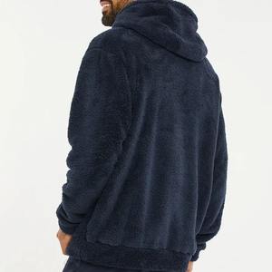 High Quality Pullover Heavy Thick Half Zip Fleece <b>Oversized</b> Men Custom Embroidery <b>Sherpa</b> Fleece Blank <b>Hoodie</b> - Product Image 3