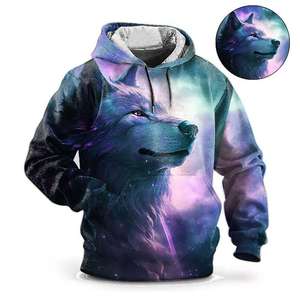 Sweat-shirt à capuche oversize pour homme, uni, 100% coton biologique, respirant, streetwear d'automne, sweat-shirt à capuche animal - Product Image 6