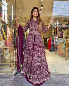 high demanded koti lehenga with dupatta in georgette fabric with <b>chain</b> stich work and <b>mirror</b> work for weddings and parties - Product Image 2