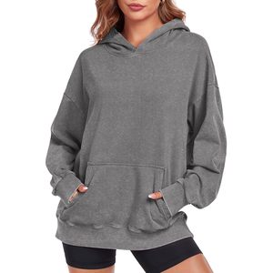 <b>Top</b> Selling Unisex Customize <b>Distress</b> Embroidered 100% Cotton French Terry Acid Washed Boxy Style Oversized Hooded Winter - Product Image 1