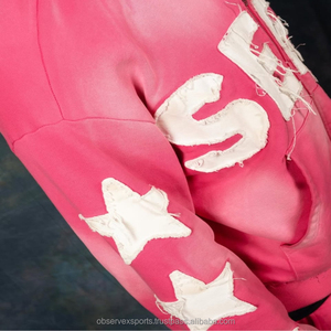Streetwear d'hiver Survêtement unisexe lourd avec capuche délavée à l'acide Pantalon de survêtement évasé Baggy 100% coton - Product Image 2