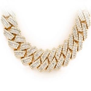 Collar Cubano Miami de Oro Amarillo de 10K con Diamantes Cultivados en Laboratorio de Alta Calidad, Estilo Hip Hop, para Boda, 23 mm de Ancho, 22 Pulgadas de Largo, para Mujer - Product Image 1