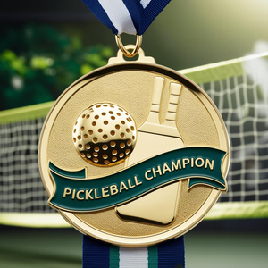 Medallas de Pickleball de aluminio recubiertas de metal duradero para premios de liga local Precios directos del fabricante - Product Image 1