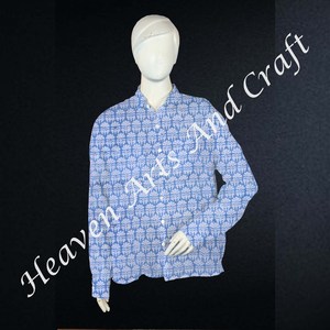 เสื้อเชิ๊ตผ้าฝ้ายของผู้หญิงทำด้วยมือสวยงามเสื้อเชิ๊ตพิมพ์ลายแบบอินเดียน้ำหนักเบามีสไตล์ทรงหลวมลำลองสำหรับฤดูร้อนตามธรรมชาติ - Product Image 4