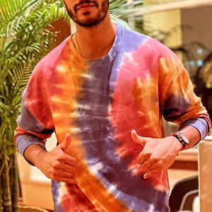 เสื้อสเวตเชิ้ตคอกลมลายมัดย้อม สตรีทแวร์ ยูนิเซ็กส์ พิมพ์ลายตามสั่ง ผ้าฝ้าย 100% แฟชั่นลำลองสำหรับผู้ชาย เสื้อผ้าฤดูหนาว - Product Image 6