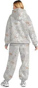 Ensemble survêtement femme 2 pièces, décontracté, hiver, personnalisé, solide, avec capuche, respirant, sweat-shirt et pantalon de survêtement - Product Image 2