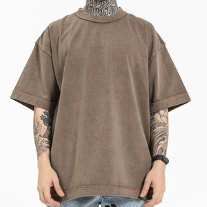 Vente en gros T-shirt Hip Hop unisexe de haute qualité vierge délavé à la pierre T-shirt surdimensionné 100% coton délavé à l'acide T-shirt Vintage personnalisé - Product Image 1