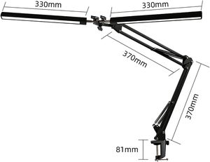 Lámpara de escritorio con brazo oscilante <span class=keywords><strong>LED</strong></span> para el cuidado de los ojos, lámpara de tarea de arquitecto de doble cabeza, lámpara de mesa flexible de doble brazo con abrazadera - Product Image 4