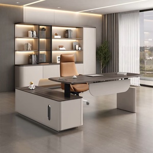 Modern <b>Electric</b> Motorized Height Adjustable L Shaped Desk Wooden Executive Workstation Corner Office Building Computer <b>Table</b> - Product Image 1