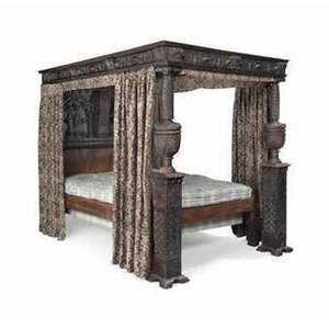 Lit en bois de palissandre massif de style vintage, design de l'époque de Jacobin, avec détails sculptés à la main, style traditionnel, cadre personnalisable - Product Image 1