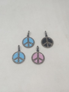 18x18MM จี้ลงลายมือชื่อสันติภาพสำหรับผู้หญิงแนววินเทจประดับเพชรธรรมชาติ - Product Image 5