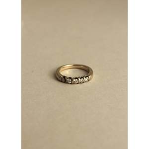 Vintage <b>14k</b> Solid <b>Gold</b> Brilliant Cut Diamond Cluster <b>Ring</b> Women's Engagement Jewelry Geometric Pattern Rhodium Plating IGI - Product Image 1