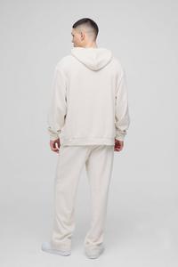 Survêtements à capuche deux pièces avec logo personnalisé pour hommes survêtements en coton évasés de haute qualité avec impression bouffante pour l'hiver - Product Image 5