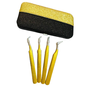 Pinzas de extensión de pestañas profesionales en color blanco Juego de 4 piezas - Product Image 3