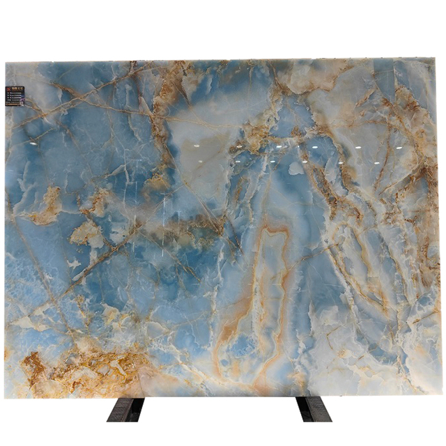 Luxury Blue Onyx Marble Slabs Backlit Feature Walls for Hotel Lobbies