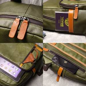 Mochila impermeable Vintage Unisex de cuero genuino de gran capacidad con cierre de cremallera, mochila para ordenador portátil de algodón de alta calidad, 2017 - Product Image 3