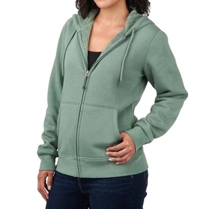 Sudadera con capucha de invierno de punto oversize de alta calidad para mujer, holgada, de forro polar, con hombros caídos, estilo urbano, cortavientos, con cierre frontal - Product Image 1