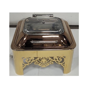 Plato de frotamiento decorativo de acero inoxidable, calentador de alimentos usado, plato de frotamiento con tapa de lujo para decoración de restaurantes y hoteles - Product Image 5