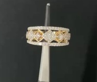 Bague demi-éternité pour femme en or jaune 18 carats plaqué, avec diamants de laboratoire ronds taille brillant, style ethnique