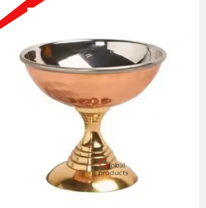 Bol de service de crème glacée en métal de cuivre de haute vente avec le support d'or pour l'hôtel - Product Image 1