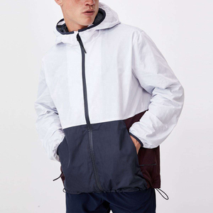 100% polyester respirant coupe-vent veste de haute qualité en gros personnalisé coupe-vent veste haute rue à capuche double couleur veste - Product Image 1