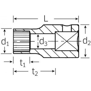 Stahlwille 1/2'' Spline Drive <b>Socket</b> Gunmetal Finish - Product Image 2