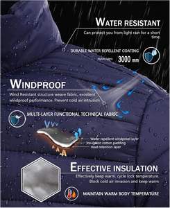 2025 Trending Men's Waterproof Insulated Puffer Cotton <b>Jacket</b> <b>Packable</b> Lightweight Winter Coat Zipper Closure Stand Logo Front - Product Image 3