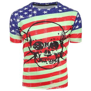 เสื้อยืดแขนสั้นผ้าถักผ้าฝ้าย100% พิมพ์ลายแบบกำหนดเองสำหรับผู้ชายสไตล์ลำลองพิมพ์ลาย - Product Image 1